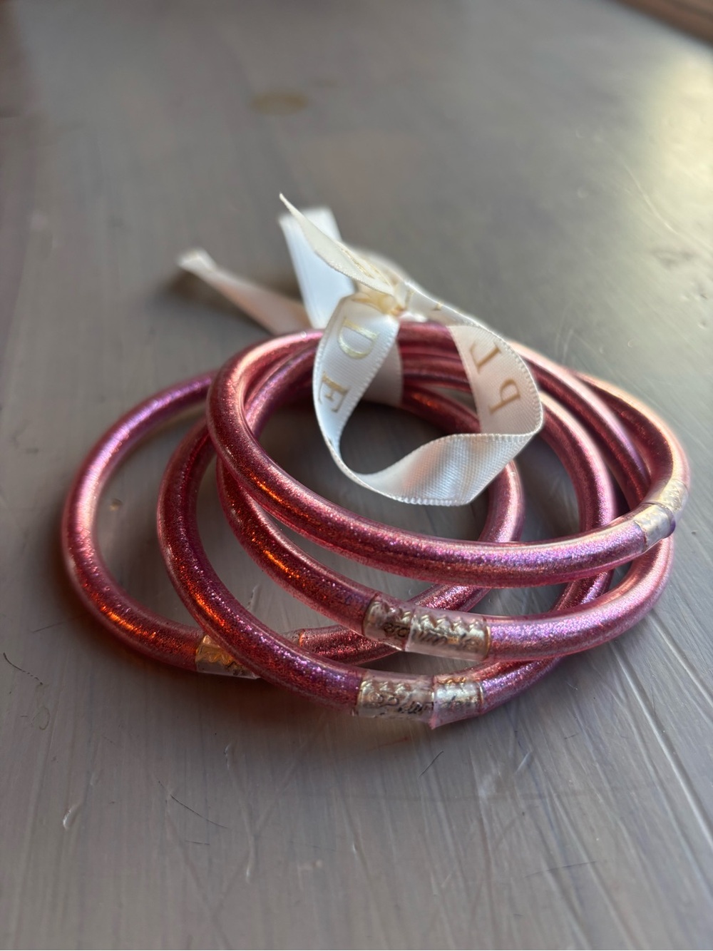 Plunder jelly bracelet stackable bundle of 4 pink